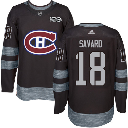 Adidas Canadiens #18 Serge Savard Black 1917-100th Anniversary Stitched NHL Jersey